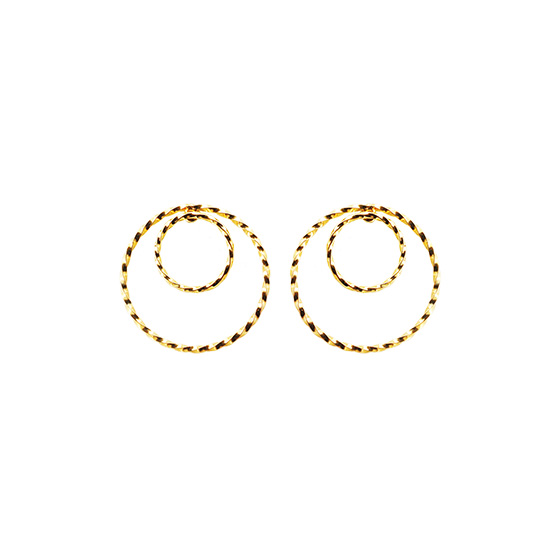 Twin circle 造型K金耳環
