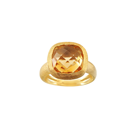 天然黃水晶K金戒指