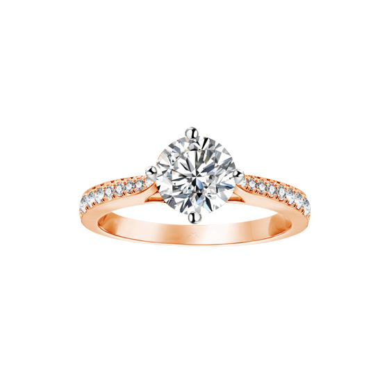 正雙色天然鑽石求婚戒指